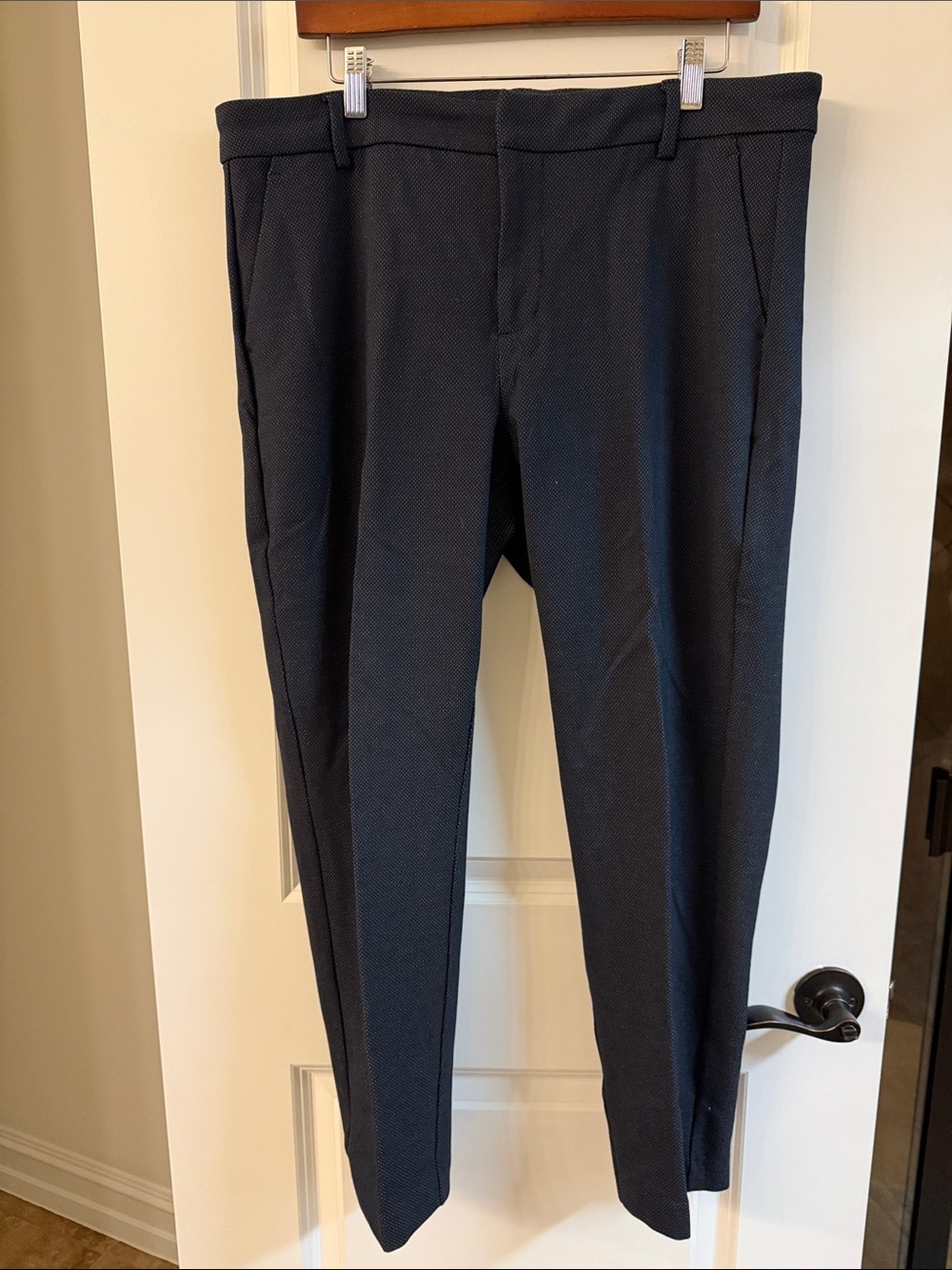 Liverpool Navy Textured Straight-Leg Pants